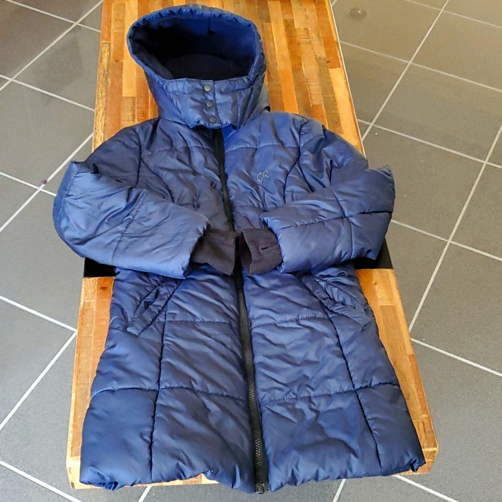 Calvin Klein Jeans Girls' Long length Navy Blue Puffer Jacket. Size M (8/10)